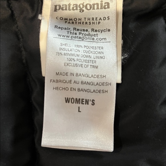 Patagonia Women's Black Downtown Loft puffer jacket size L, duck down - Picture 7 of 7